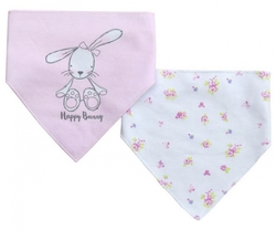 Set kojeneckého oblečení - bryndáků, růžový se zajíčky, bílý s kytičkami