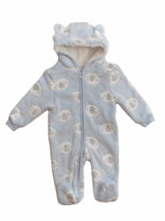Pure & Soft Kojenecký fleecový overal s kapucí modrý