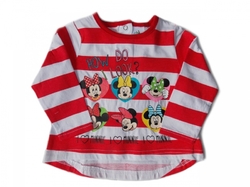 Disney Baby Kojenecké pruhované triko s dlouhým rukávem Minnie Mouse bílo-červené