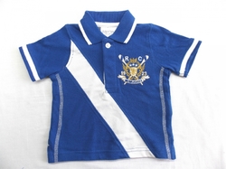 Baby Town Chlapecké kojenecké triko modré s proužkem, límečkem a krátkým rukávem