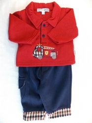 Červeno-modrý set kojeneckého oblečení pro chlapečky