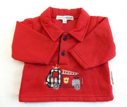 Červené, kojenecké triku s dlouhým rukávem a límečkem