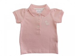 Růžové kojenecké triko s krátkým rukávem a límečkem