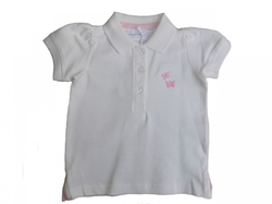 Baby Town Dívčí kojenecké triko s límečkem s krátkým rukávem bílé