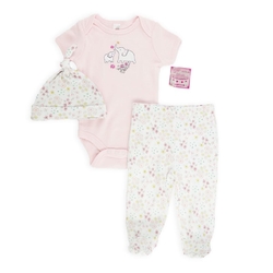 3dílná kojenecká souprava pro holčičky od Soft Touch s body, kalhotkami a čepičkou