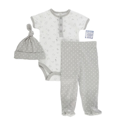 Souprava kojeneckého oblečení pro kluky od Soft Touch 3dílná obsahuje body, kalhoty a čepičku