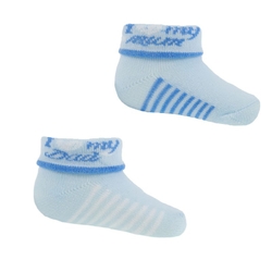 Kojenecké ponožky pro kluky modré s nápisem I love my dad, doplněk kojeneckého oblečení 