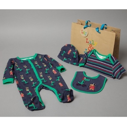 6dílná dárková souprava kojeneckého oblečení pro chlapečky, motiv peskej a krokodýl