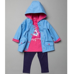 Lily & Jack 3dílná kojenecká souprava pro holčičky s nepromokavou bundou