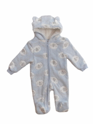 Pure & Soft Kojenecký fleecový overal s kapucí modrý