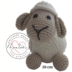 Háčkované hračky pro miminka - krémově hnědá ovečka Rozárka
