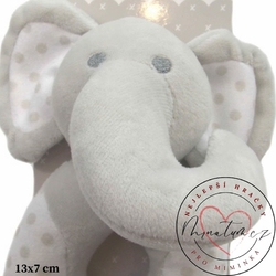 Hugs and Kisses nejlepší plyšové chrastítko slon šedý pro miminko