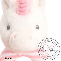 Keel Toys plyšové chrastítko jednorožec růžovo krémové pro holčičku