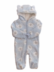 Pure & Soft Kojenecký fleecový overal s kapucí modrý