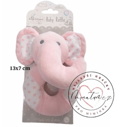 Plyšové chrastítko růžový slon pro miminko holčičku od narození