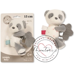 Plyšové hračky pro miminka od narození s kousátkem Snuggle Baby, Plyšový medvídek s tyskysovými a růžovými doplňky