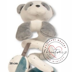 Plyšové hračky pro miminka společnosti Snuggle Baby, krémově šedý medvídek s tyrkysovými doplňky pro kluky
