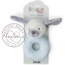 Plyšové hračky pro miminka společnosti Snuggle Tots, modré chrastítko pejsek s bílými hvězdičkami