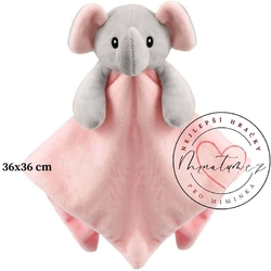 Soft Touch růžový usínáček SLON pro miminko holčičku, roztomilé růžové hračky pro miminka