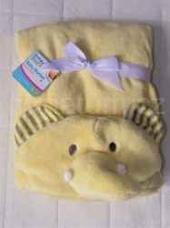 Jemná fleecová deka s kapucí, Motiv Žlutý slon