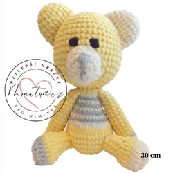 Žlutý háčkovaný medvídek pro miminka holčičku i kluky 30 cm