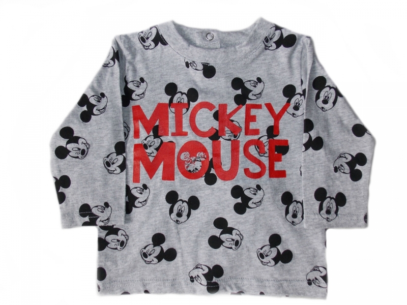 Disney kojenecké triko s dlouhým rukávem s motivem Mickey Mouse Věk 3-6 (62-68), Barva Šedá