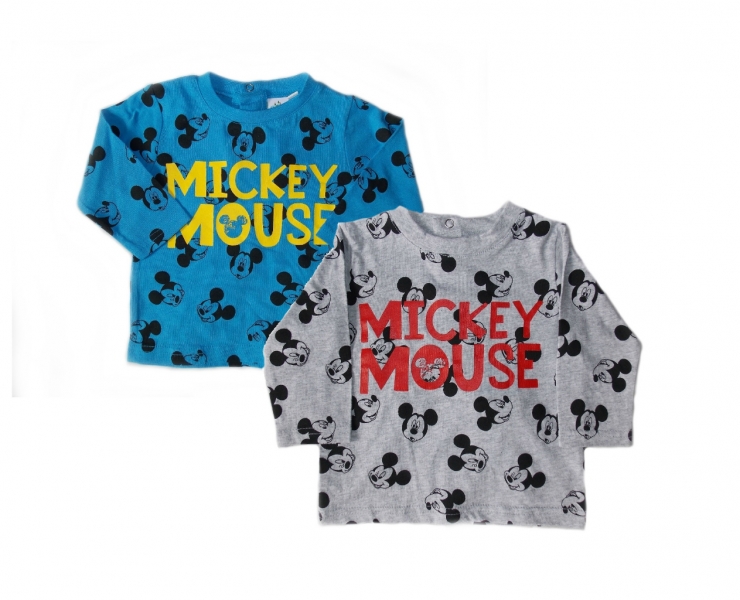 Kojenecké oblečení|Kojenecké triko s dlouhým rukávem Mickey mouse-modré
