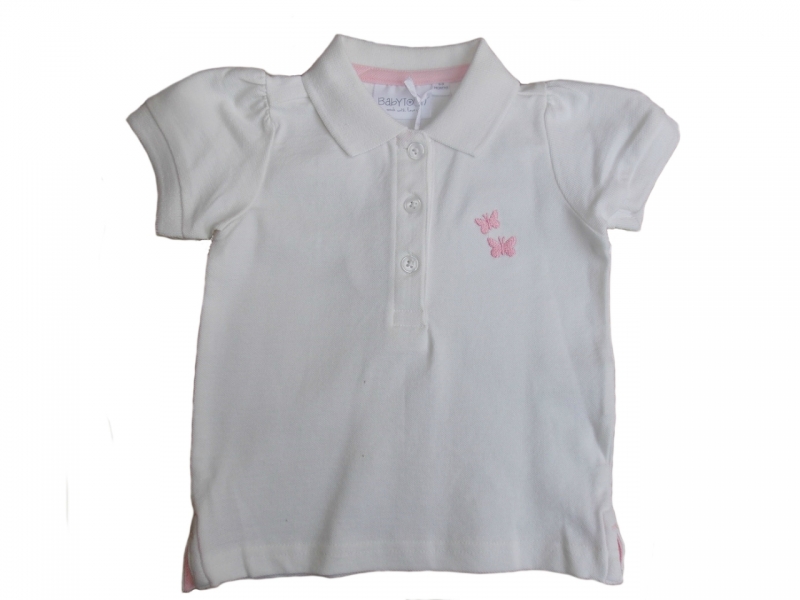 Bílé kojenecké triko s krátkým rukávem a límečkem 