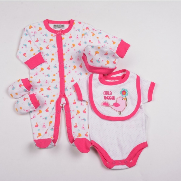 5 dílná dárková souprava kojeneckého oblečení pro holčičky