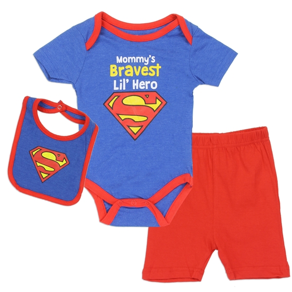 Značkové kojenecké oblečení, 3dílná souprava Superman z USA
