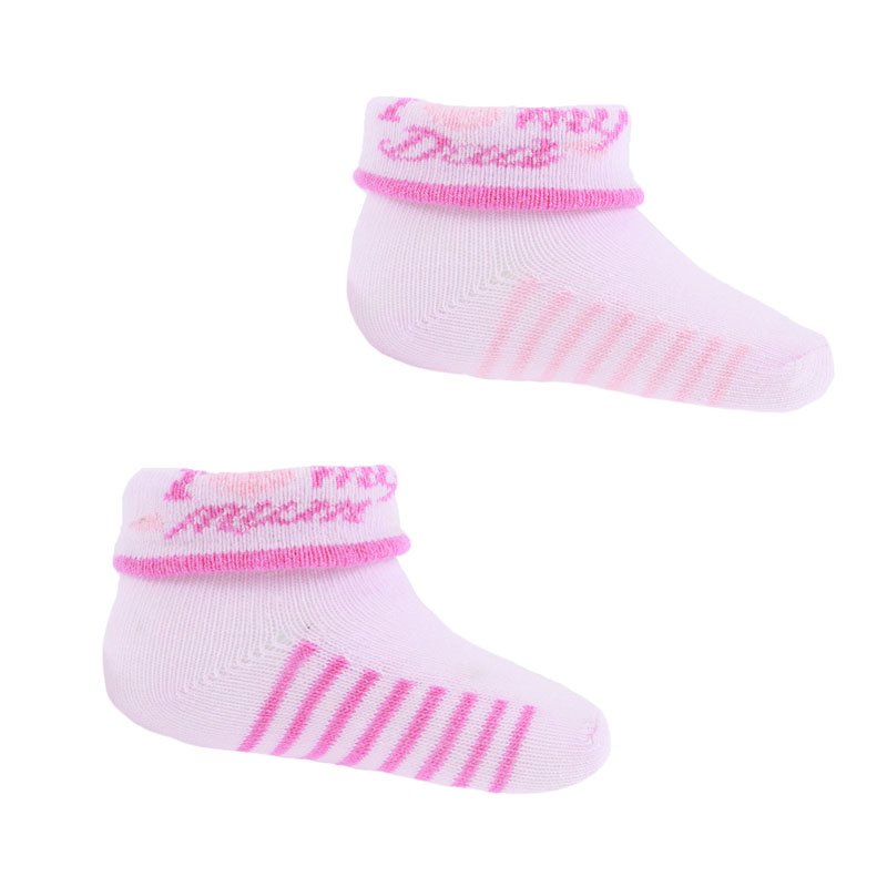 Kojenecké ponožky pro holčičky růžové s nápisem I love dad, doplněk kojeneckého oblečení 