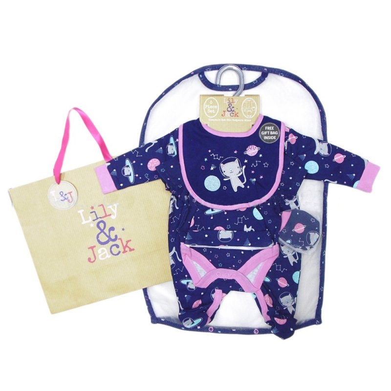 Lily and Jack 6dílná dárková sada kojeneckého oblečení pro holčičky modro-růžová