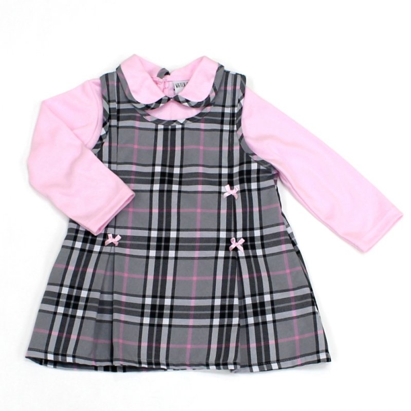 Kojenecké šatičky pro holčičky s růžovým tričkem, kostkované, letní kojenecké oblečení