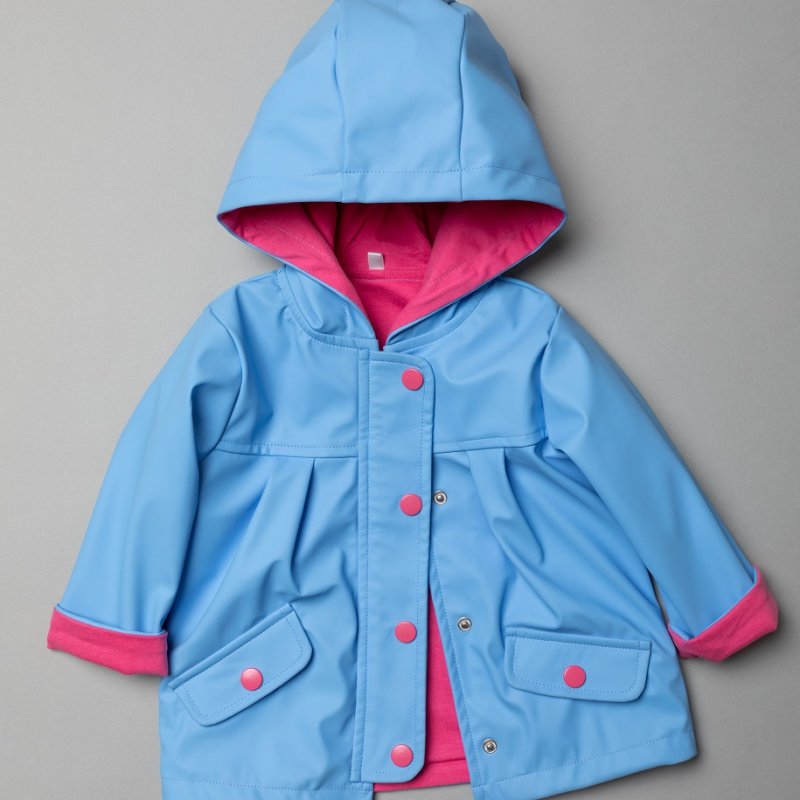 Nepromokavá kojenecká bunda pro holčičky růžovo-modrá