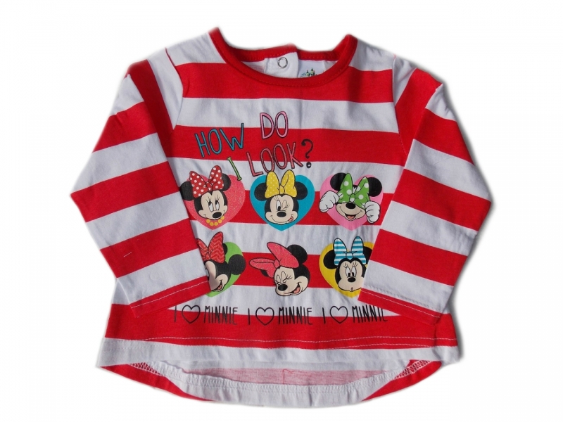 Disney kojenecké triko s dlouhým rukávem s motivem Minnie Mouse Věk 3-6 (62-68), Barevná kombinace Bílá s červeným potiskem