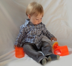 Rock a Bye Baby chlapecký, kojenecký a batolecí formální set – svetřík, košile, džíny