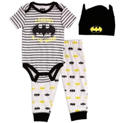 3dílná značková sada kojeneckého oblečení, DC Comics Batman z USA