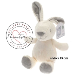 Plyšový králíček Little Bunny s krémovo šedým kožíškem pro miminka holčičku i kluky
