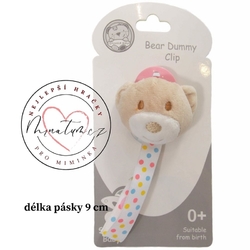 Snuggle Baby klip na dudlík růžový medvídek pro holčičku