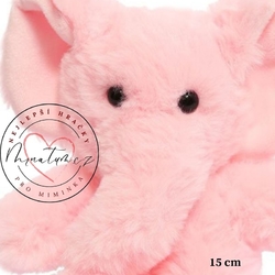 Soft Touch hračky pro miminko, růžový slon s černýma očkama