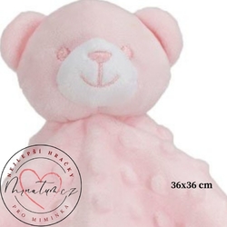 Soft Touch muchláček medvídek růžový z minky pro miminko holčičku od narození