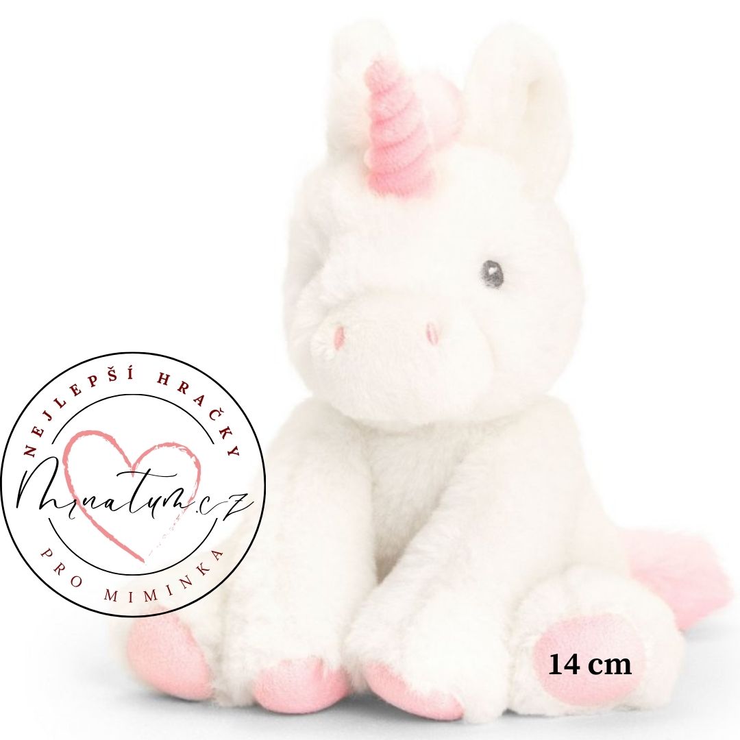 Keel Toys plyšové hračky pro miminka, Plyšový jednorožec růžový 14 cm